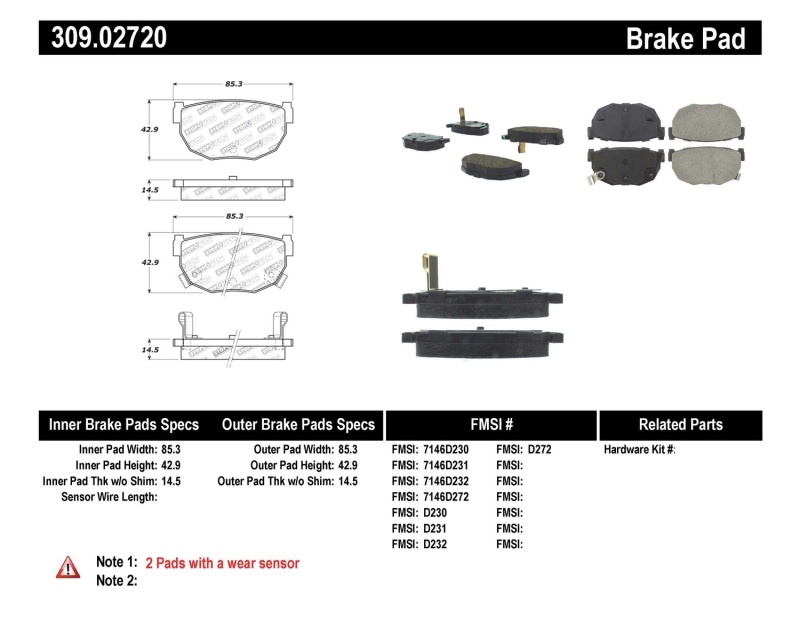 StopTech Performance 89-98 240SX Rear Brake Pads - 309.02720