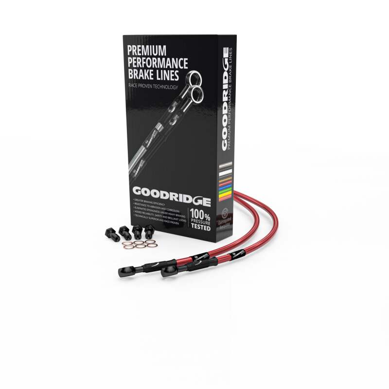 Goodridge 13-23 Kawasaki ZX6R ABS Red Front SS Brake Lines w/Black Fittings - KW0620-3FCBK-RD