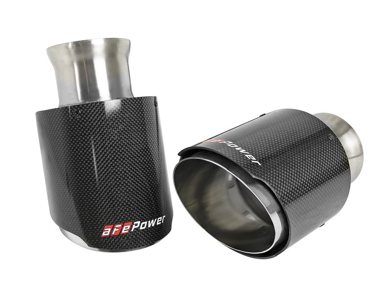 aFe MACH Force-XP 4-1/2in Carbon Fiber OE Replacement Exhaust Tips - 15-19 Dodge Charger/Hellcat - 49C32068-C