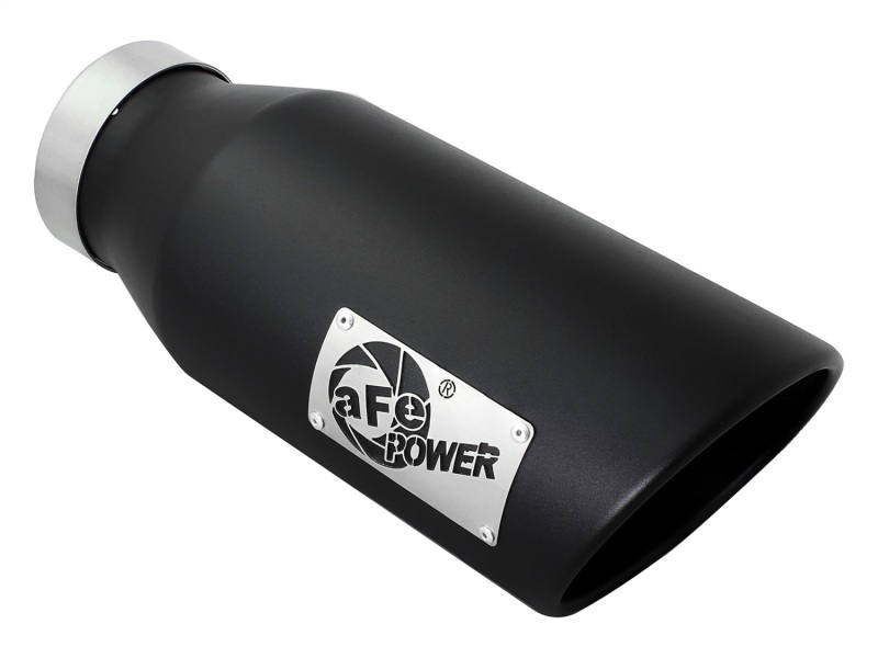 aFe Power MACH Force-Xp 4in In x 6in Out x 15in L Driver Side Clamp-On 4in 409 SS Exhaust Tip-Black - 49T40601-B15