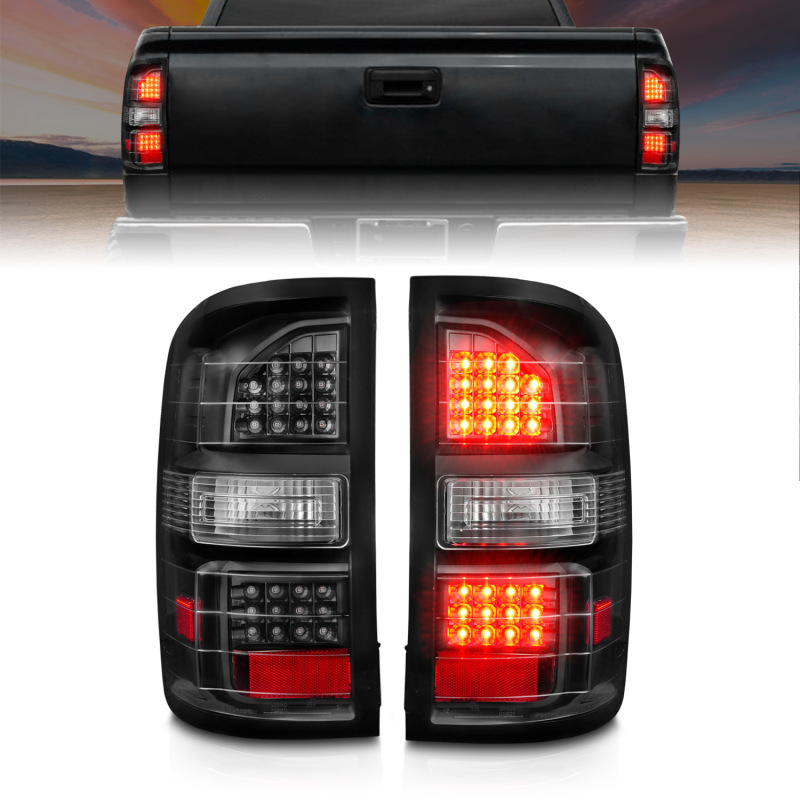 ANZO 2014-2018 GMC Sierra LED Tail Lights Black Housing Clear Lens - 311397