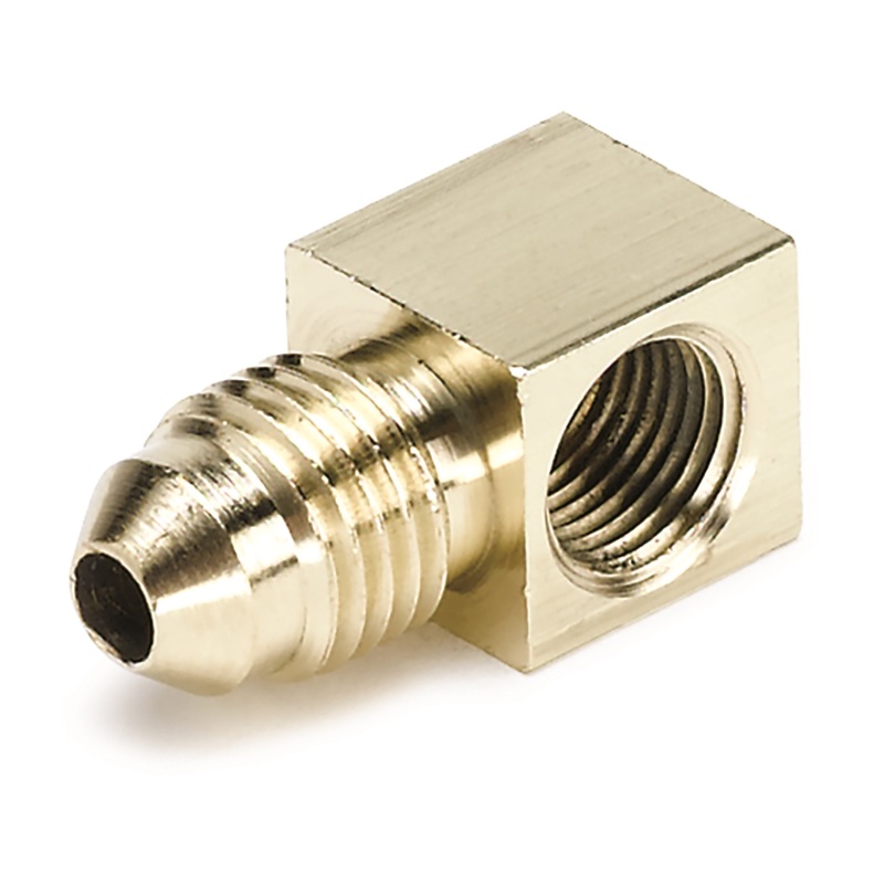 Autometer 1/8 NPTF Female to-4AN Male Pressure Gauge Adaptor 90 Deg (Brass) - 3271