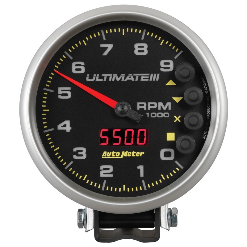 Autometer 5 inch Ultimate III Playback Tachometer 9000 RPM - Black - 6887
