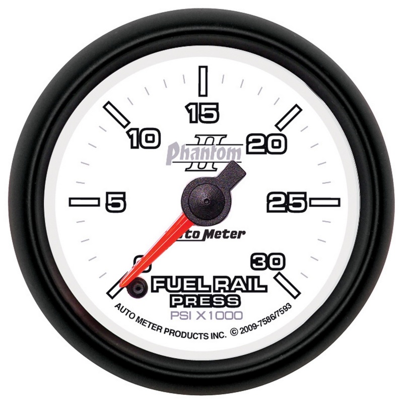 Autometer Phantom 52mm Full Sweep Electronic 0-30,000 PSI Diesel Fuel Rail Pressure Gauge - 7586