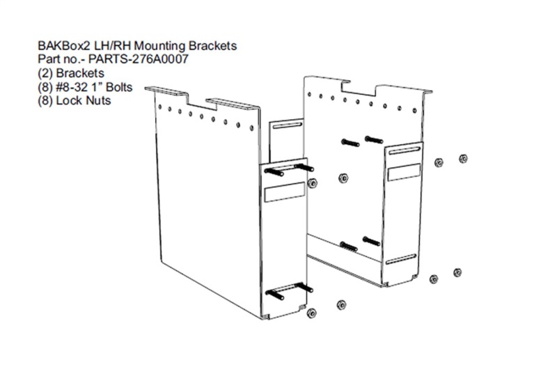 BAK Qty 2 LH/RH BAKBox2 Large Mounting Brackets - Qty 8 Nuts / 8 Screws - PARTS-276A0007