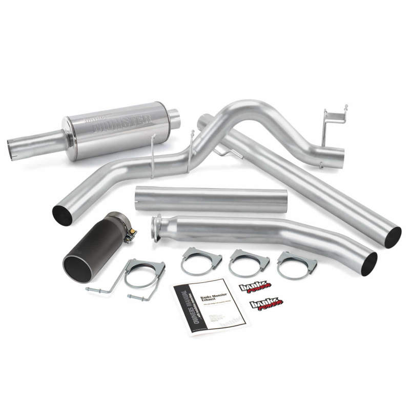 Banks Power 98-02 Dodge 5.9L Std Cab Monster Exhaust System - SS Single Exhaust w/ Black Tip - 48635-B