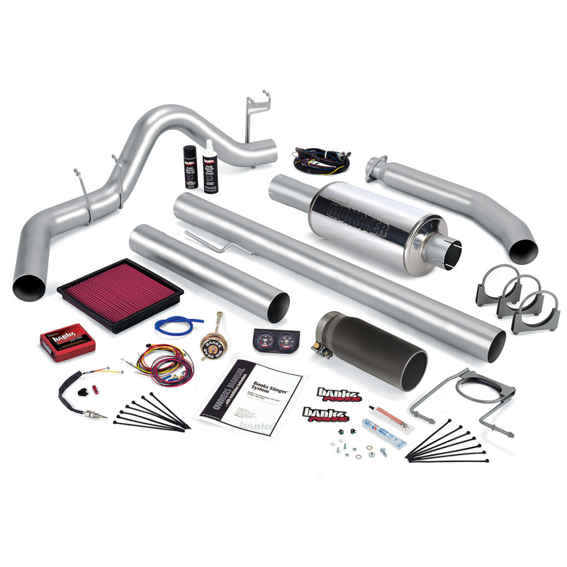 Banks Power 01 Dodge 5.9L 235Hp Ext Cab Stinger System - SS Single Exhaust w/ Black Tip - 49370-B