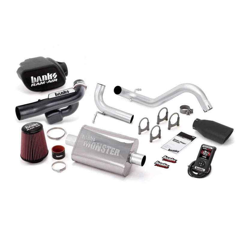 Banks Power 12-14 Jeep 3.6L Wrangler (All) 2dr Stinger Sys w/ AutoMind - SS Single Exh w/ Black Tip - 51348-B