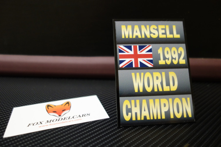 Sign Mansell 1992 World Champion