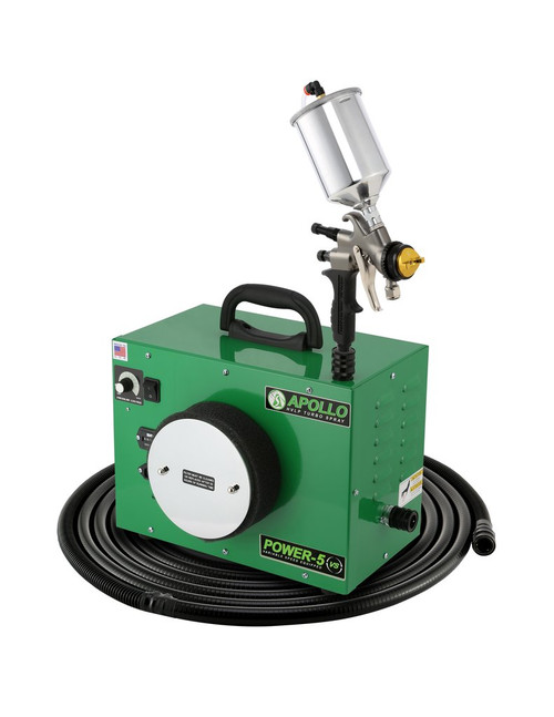 Apollo - 5-stage POWER 5 VS+; 110 volt motor with 32' air flex hose and A7700GT-600 spray gun and A5034A 600cc Gravity Feed cup, 4 Needle/Nozzle & 2 Cap Set, plus  Accessories (5VS1107700GT600)