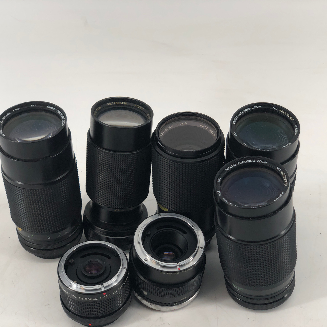 VIVITAR CANON FD 70-200MM, 70-150MM, 70-210MM W/ 2X MFT AND 2XMATCHED MULTIPLIER