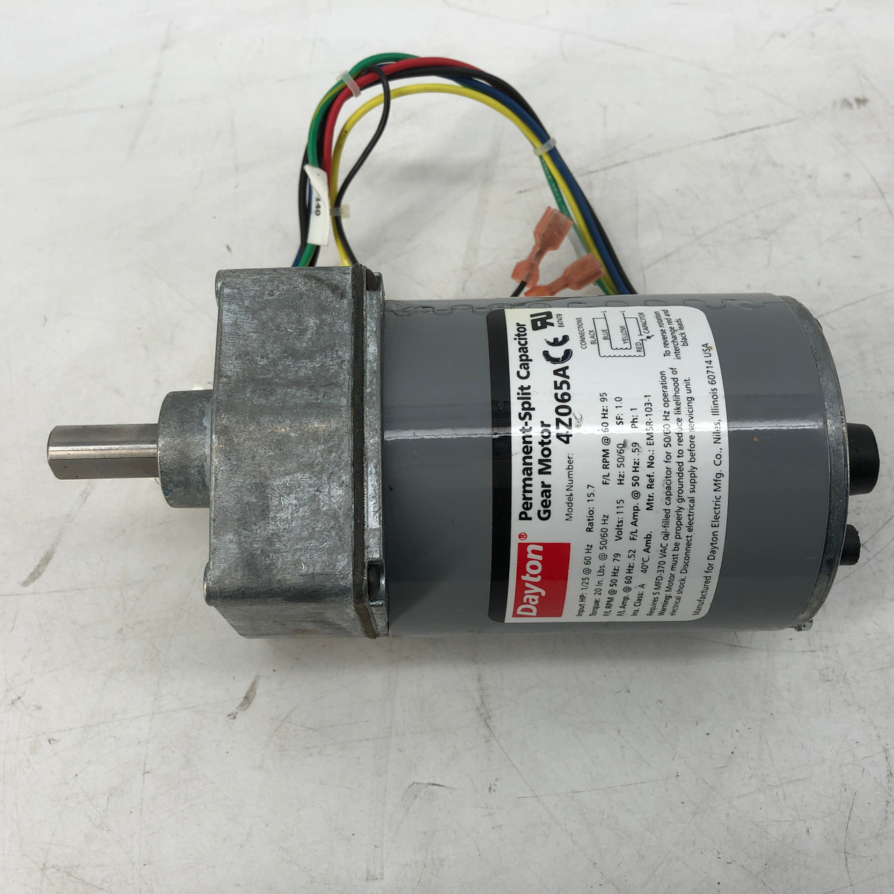 DAYTON 4Z065A PERMANENT SPLIT CAPACITOR GEAR MOTOR - NEW NO BOX