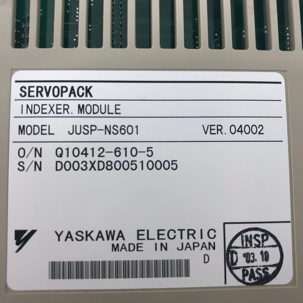 YASKAWA SGDH-04AE 200V SERVOPACK WITH JUSP-NS601 INDEXER - NEW
