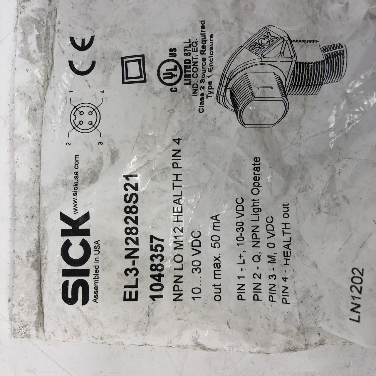 SICK EL3-N2828S21 10/30VDC M12 HEALTH PIN 4 SENSOR - NEW