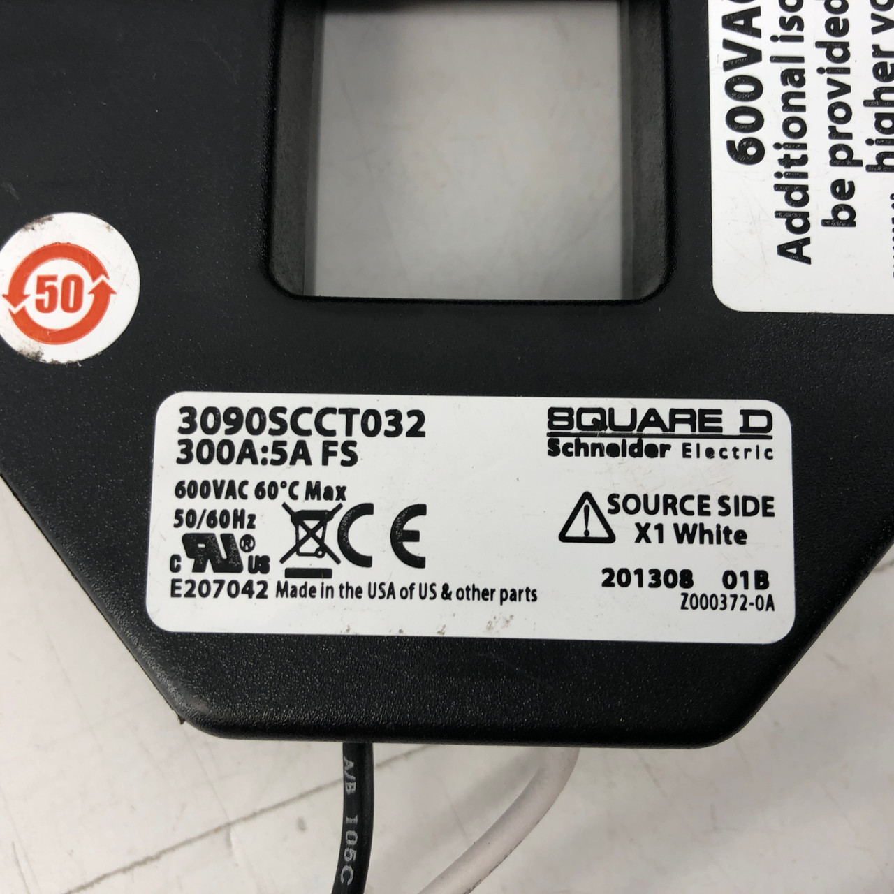 SQUARE D 3090SCCT032 SPLIT CORE TRANSFORMER 600VAC 60 DEGREE MAX - NEW