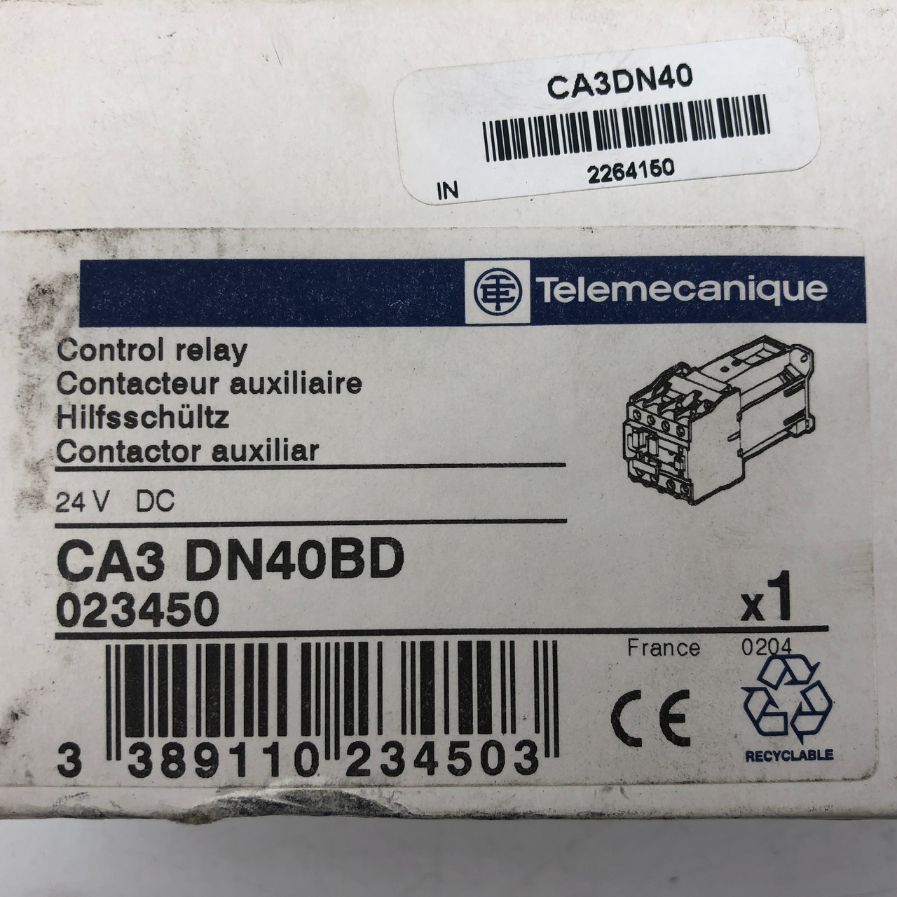 TELEMECANIQUE CA3 DN40BD 24VDC CONTROL RELAY - NEW