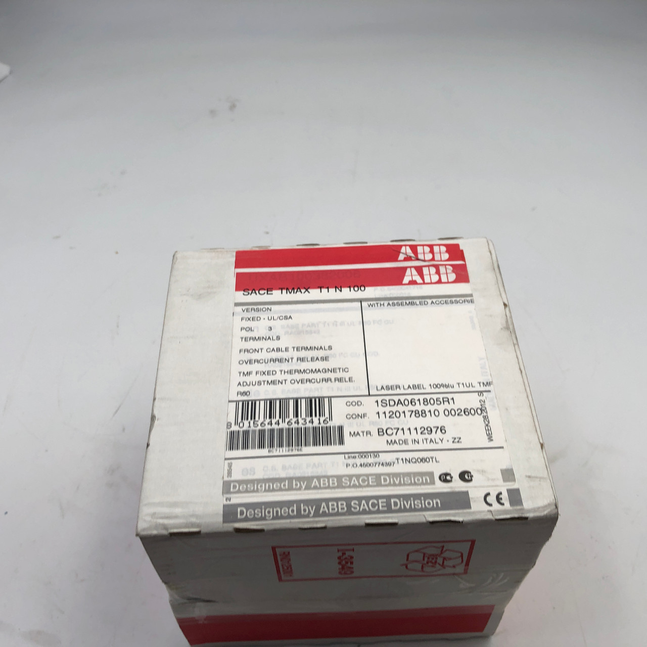 ABB T1NQ060TL SACE TMAX T1 N 100 60 AMP CIRCUIT BREAKER - NEW