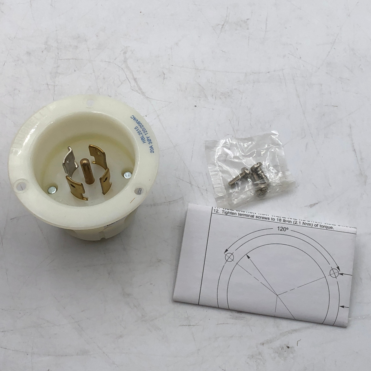 Hubbell HBL2515 Locking Flanged Inlet 20A 3P 120/208 VAC NEW