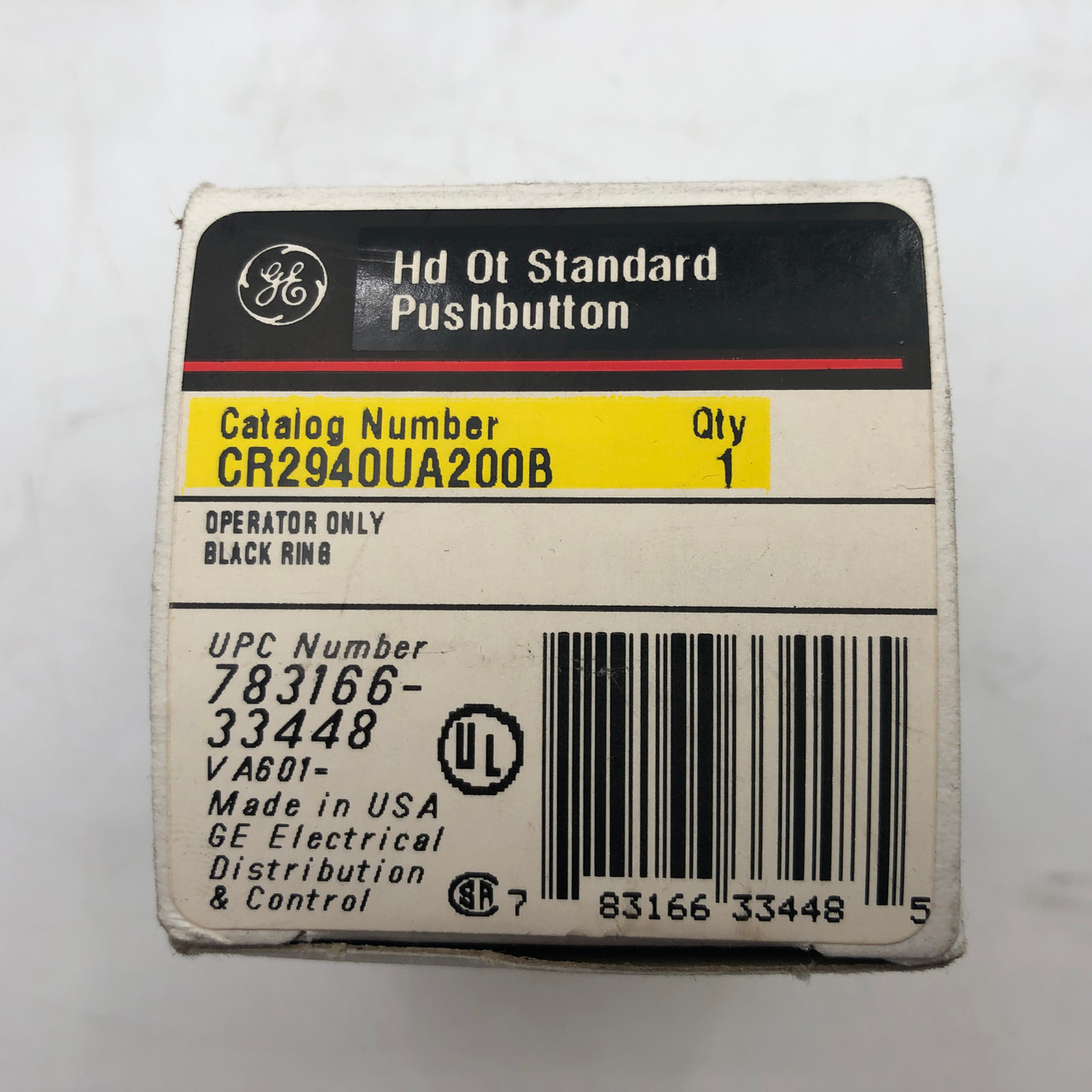 GE CR2940UA200B BLACK RING OIL TIGHT PUSH BUTTON - NEW