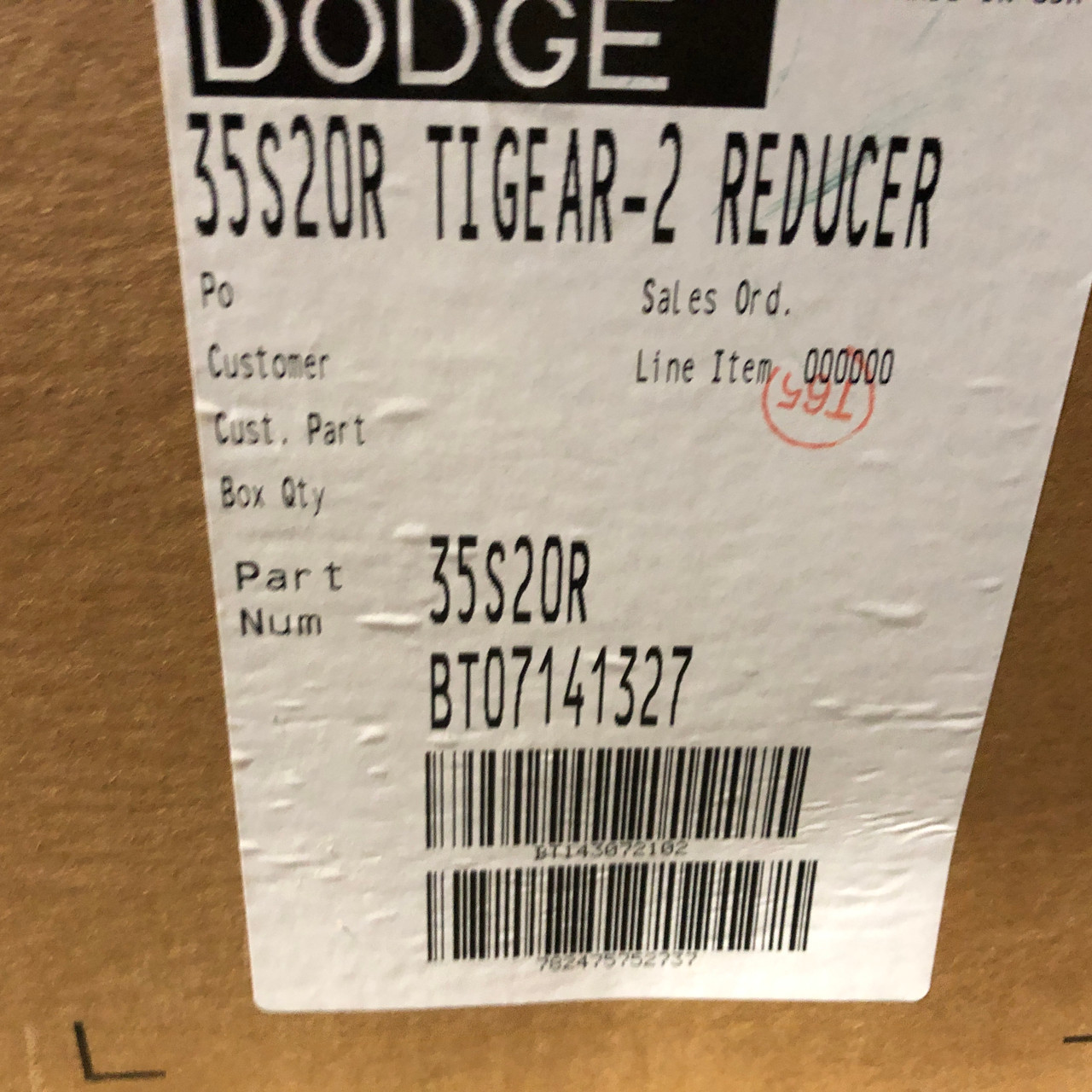 DODGE 35S20R 3.50cd 20:1 88RPM 5.97THERMAL INPUT HP TIGEAR 2 GEARBOX REDUCER-NEW