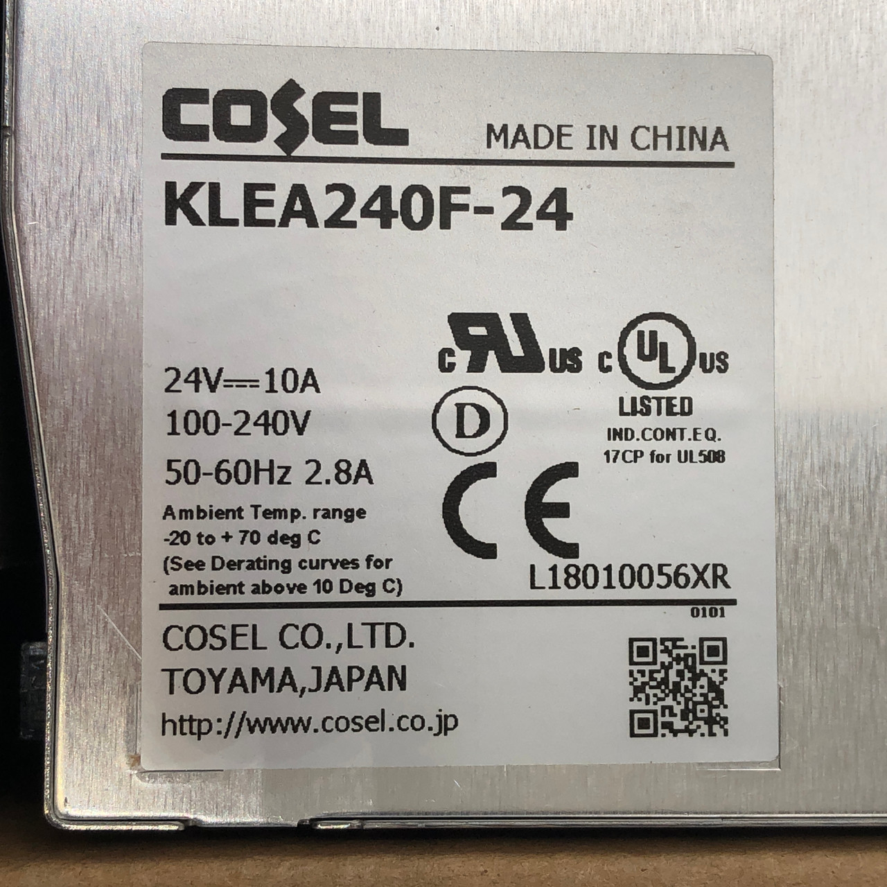 COSEL KLEA240F-24 240W Single Output AC-DC Power Supply  NEW