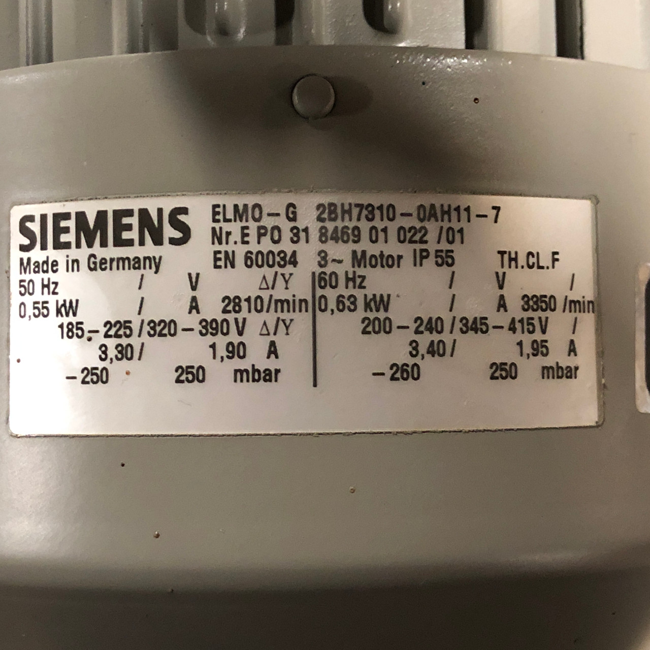 SIEMENS (ELMO-G SIDE CHANNEL VACUUM BLOWER) 2BH7310-0AH11-7 NEW