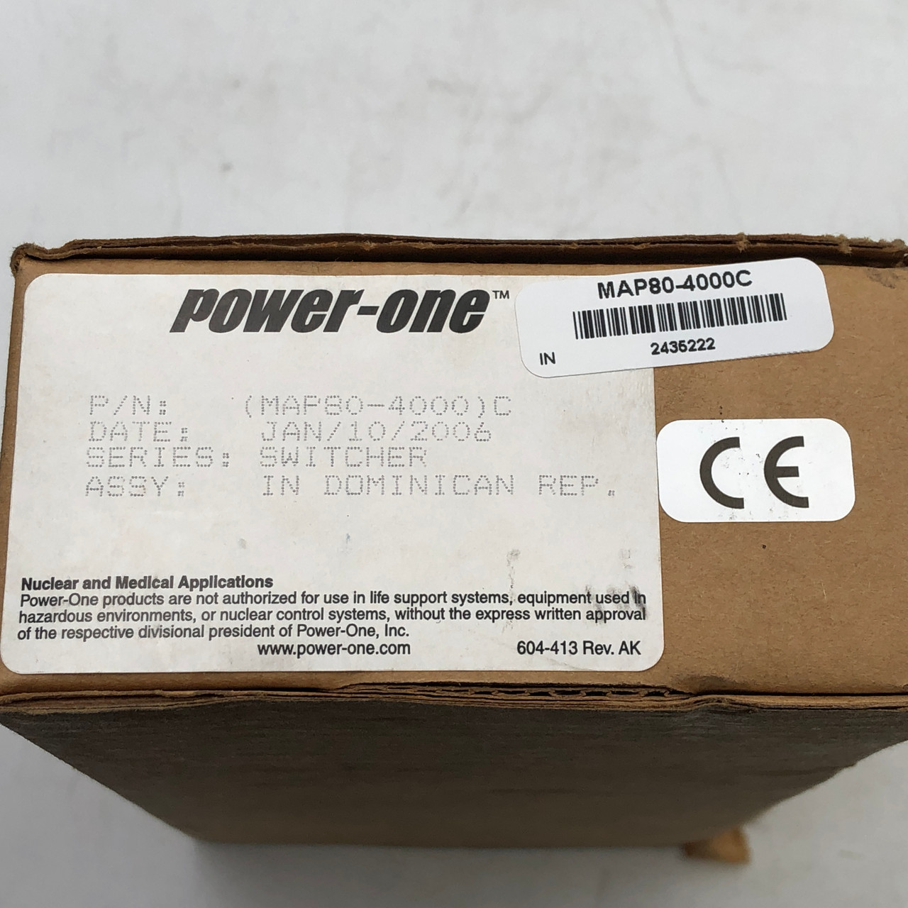 POWER-ONE MAP80-4000C 80W 264VAC FOUR OUTPUT SWITCHING MODE POWER SUPPLY - NEW