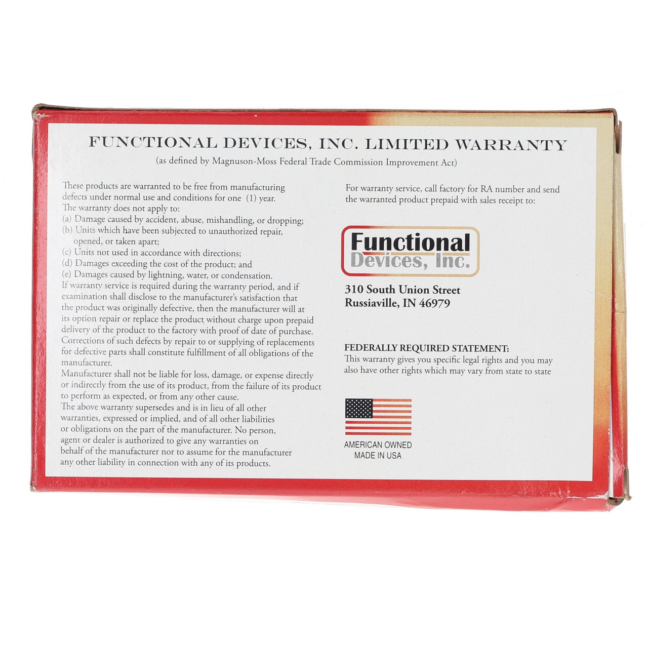 Functional Devices RIB 2402B 24VAC/DC 208-277VAC 20A SPDT Enclosed Relay New