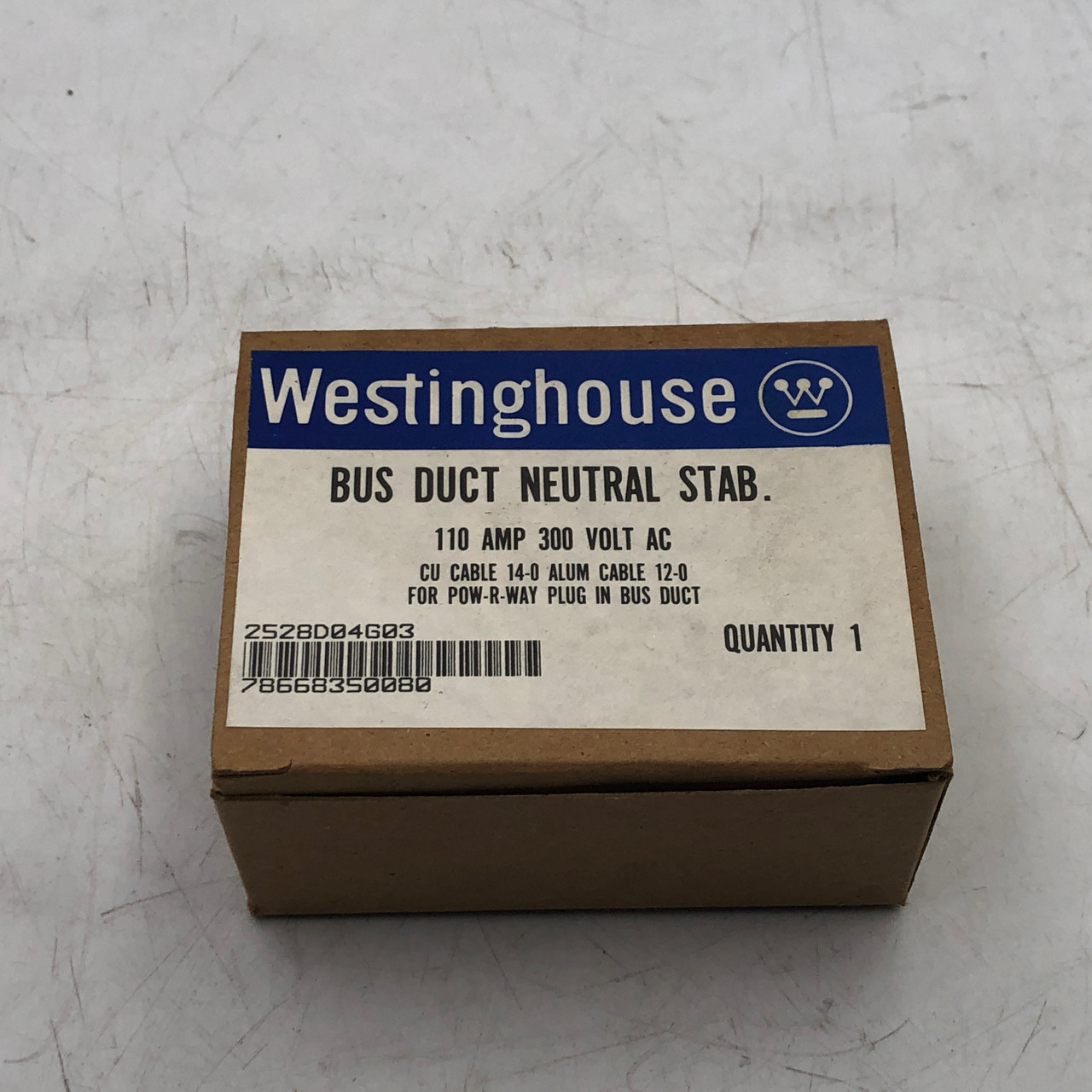 WESTINGHOUSE 2528D04G03 110A NEUTRAL STAB BUS DUCT NEUTRAL STAB KIT NEW