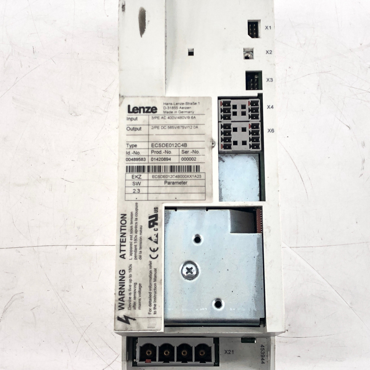 LENZE ECSDE012C4B 2/PE DC 565V/675V/12.0A ECS SERVO POWER SUPPLY