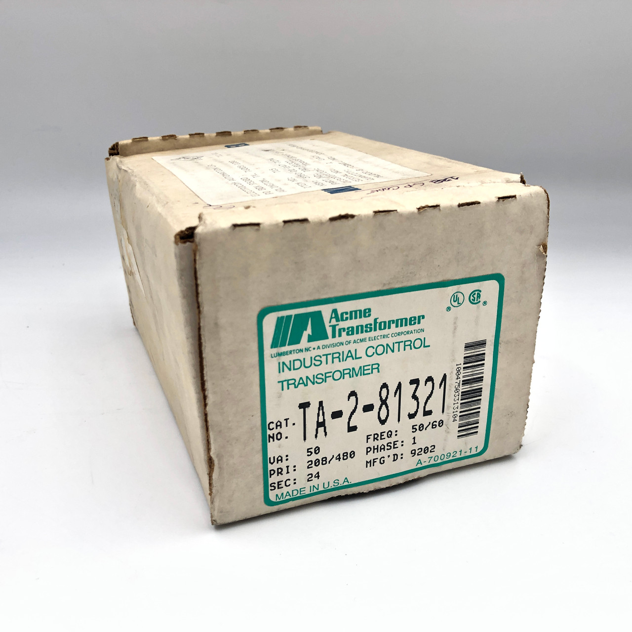 ACME TA-2-81321 208/480V 1 PHASE 50/60 HZ INDUSTRIAL CONTROL TRANSFORMER - NEW