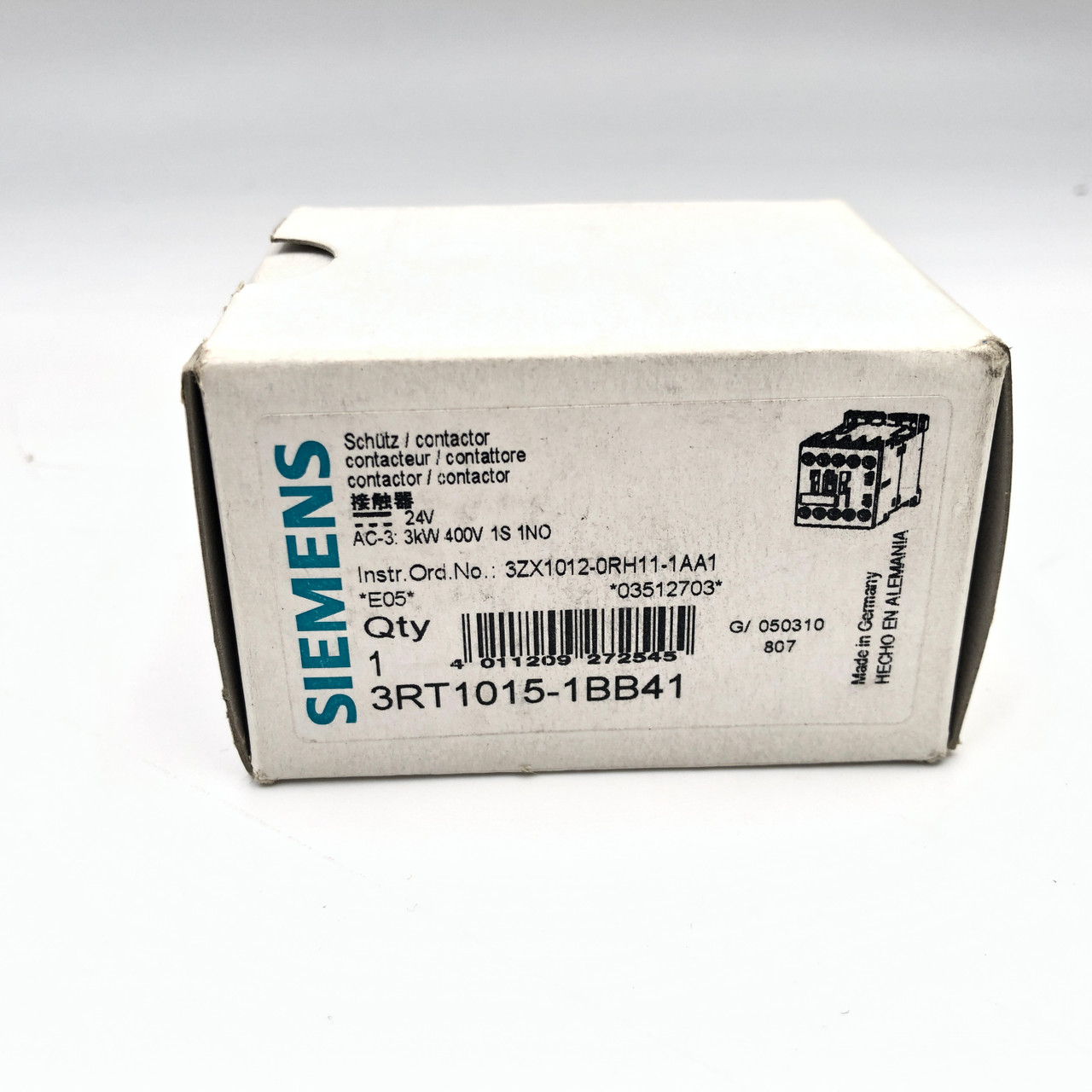LOT OF 2 - SIEMENS 3RT1015-1BB41 3 POLE 3 kW NON-REVERSING CONTACTOR  - NEW