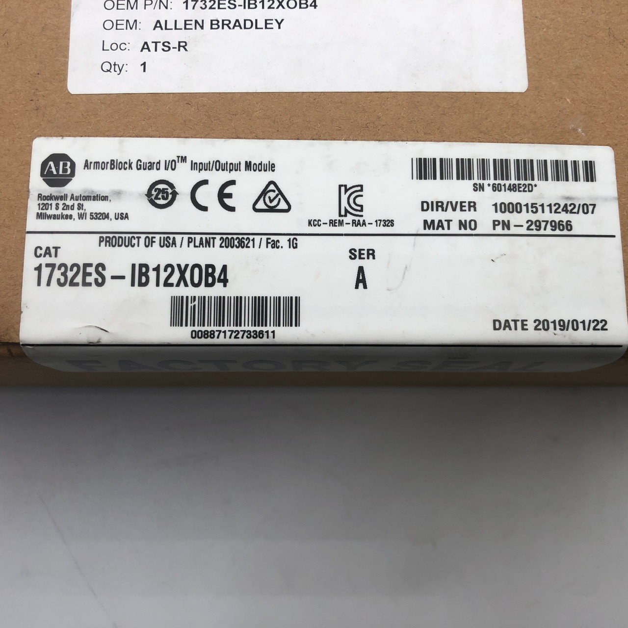 ALLEN BRADLEY 1732ES-IB12X0B4 SER A ARMORBLOCK I/O MODULE -NEW