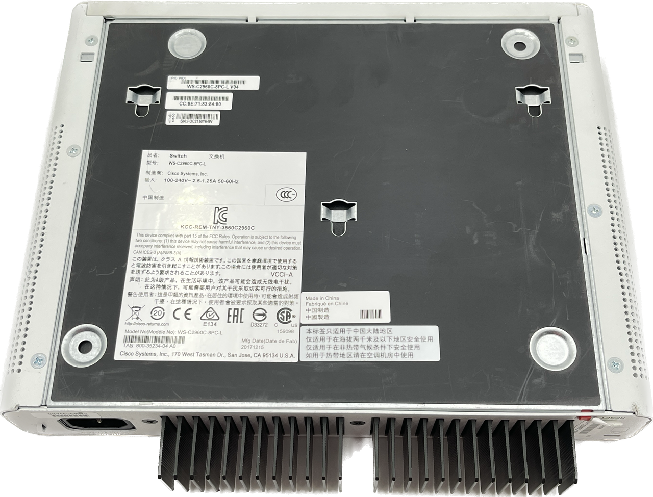 Cisco Catalyst 2960 WS-C2960C-8PC-L 8-Port Ethernet Switch