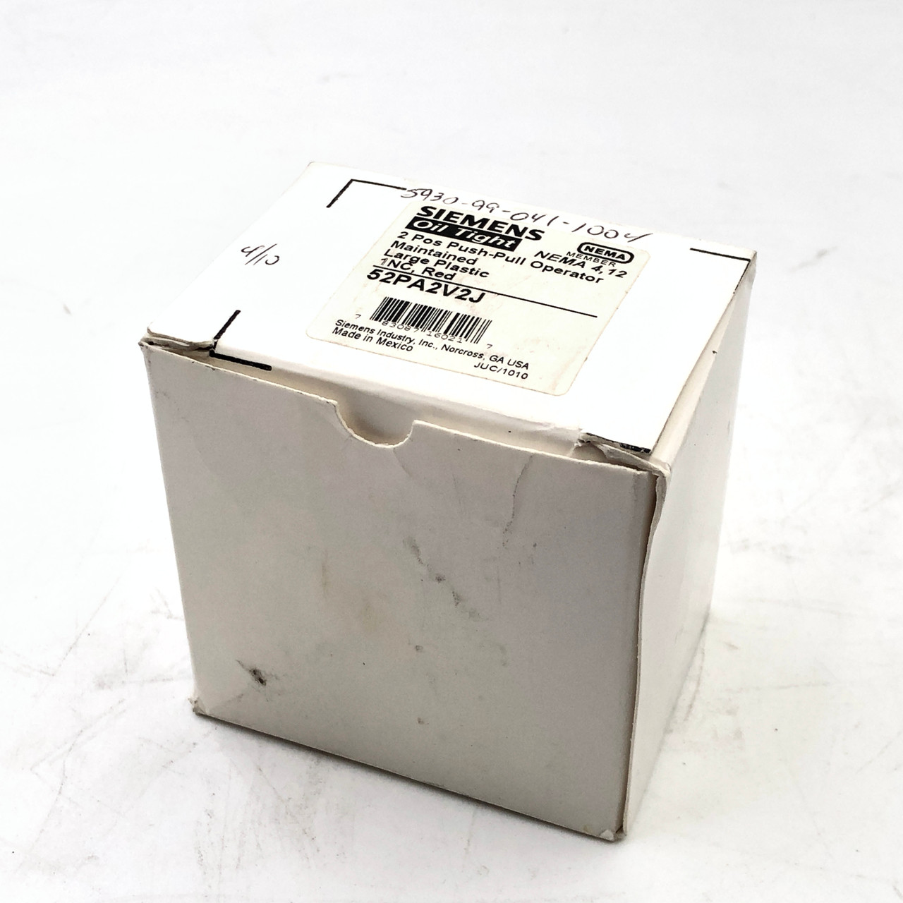Siemens 2-1/2" Push-Pull Oiltight Red 2 Position Push Button 52PA2V2J - New