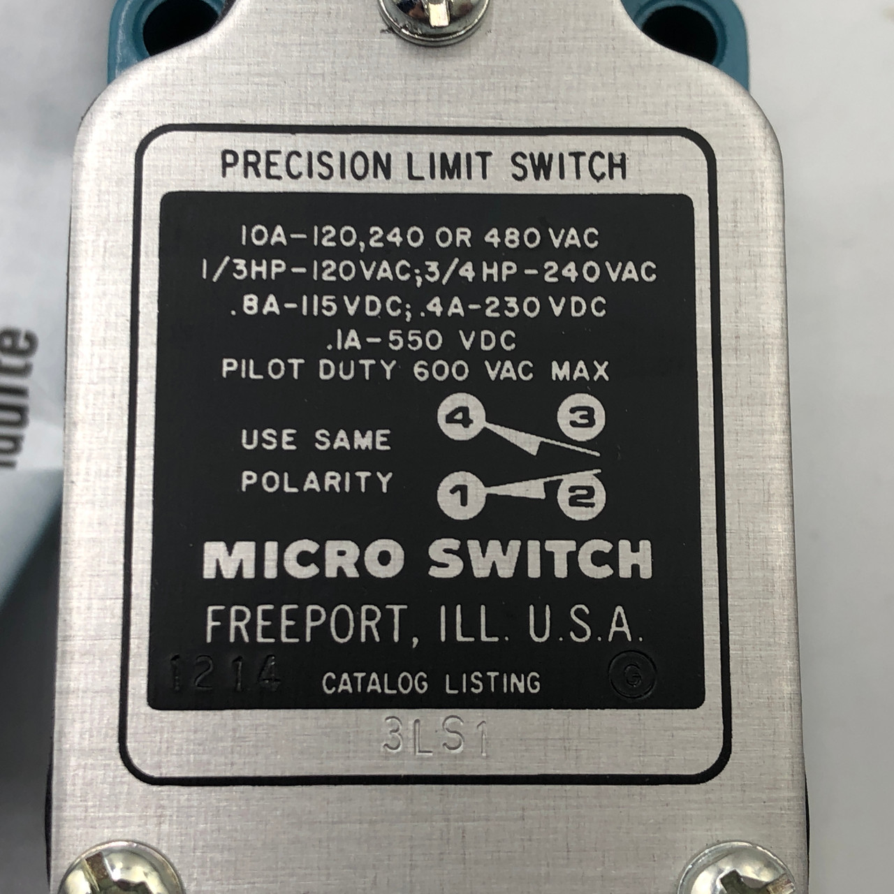 HONEYWELL 3SL1 MICRO SWITCH PRECISION LIMIT SWITCH 600V 10A  - NEW