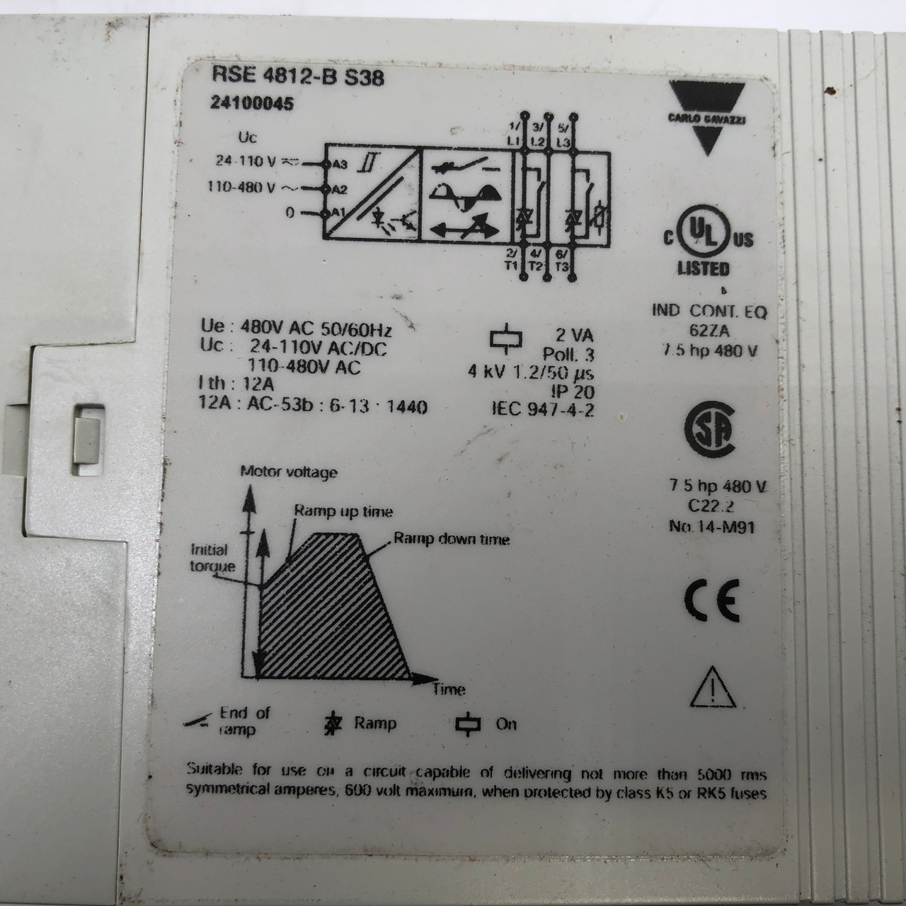 CARLO GAVAZZI RSE4812-BS38 AC SEMIDCONDUCTOR MOTOR CONTROLLER