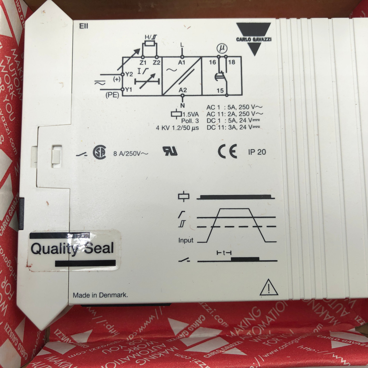 CARLO GAVAZZI EIIC2305A DIN RAIL CURRENT LEVEL RELAY  - NEW