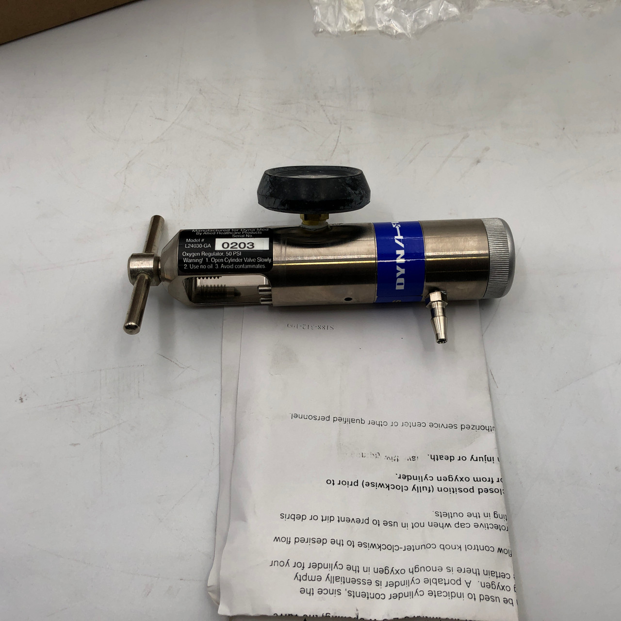 Dyna Flo L24030-GA Brass Oxygen Flow Regulator Read New