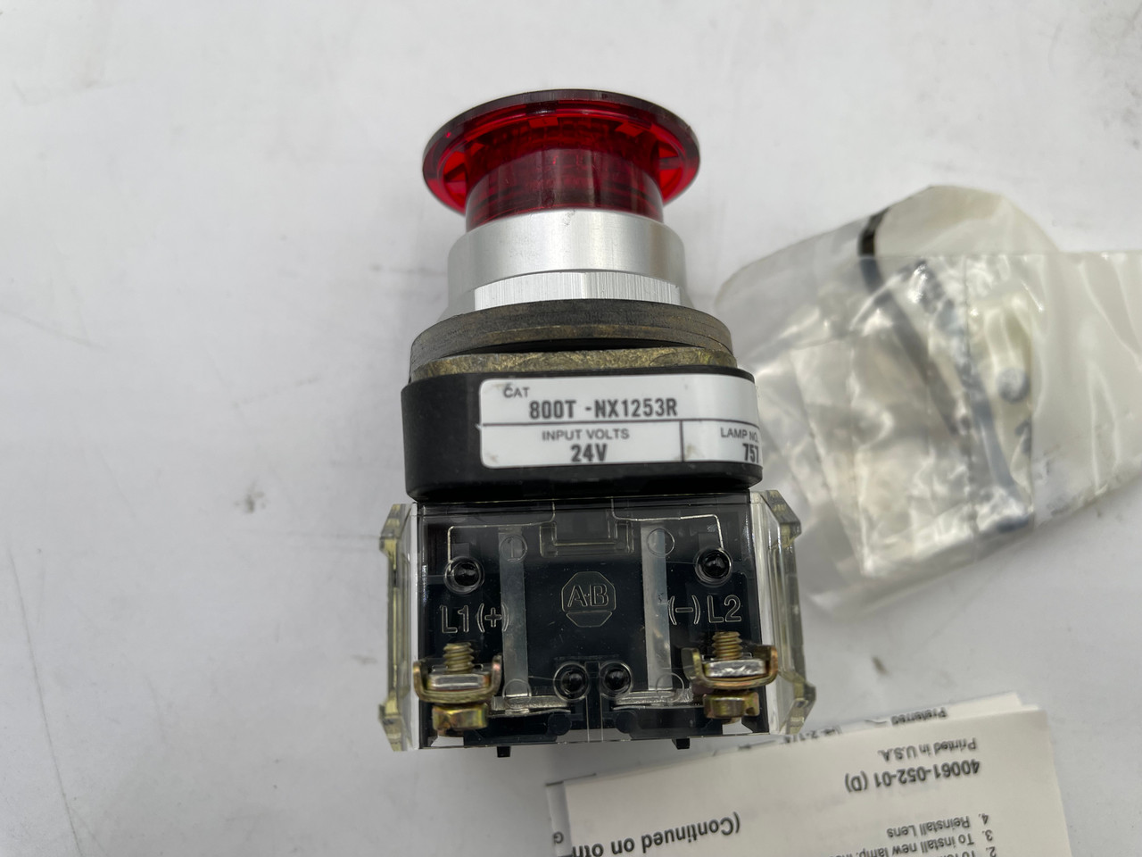 ALLEN BRADLEY 800T-NX1253R SERIES T 2 POSITION RED PUSH-PULL CAP BUTTON - NEW