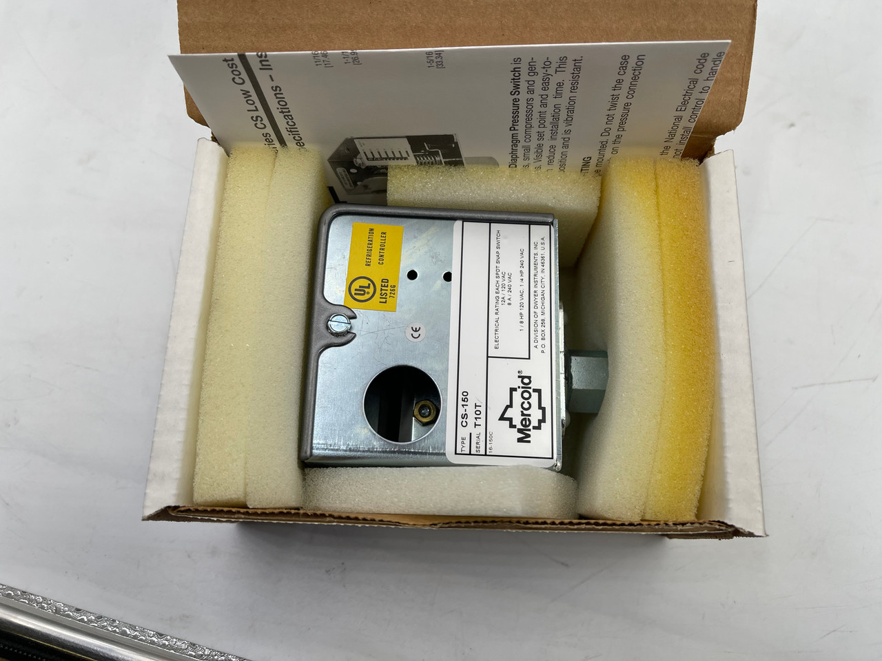 DWYER MERCOID CONTROL CS-150 DIAPHRAGM PRESSURE SWITCH - NEW