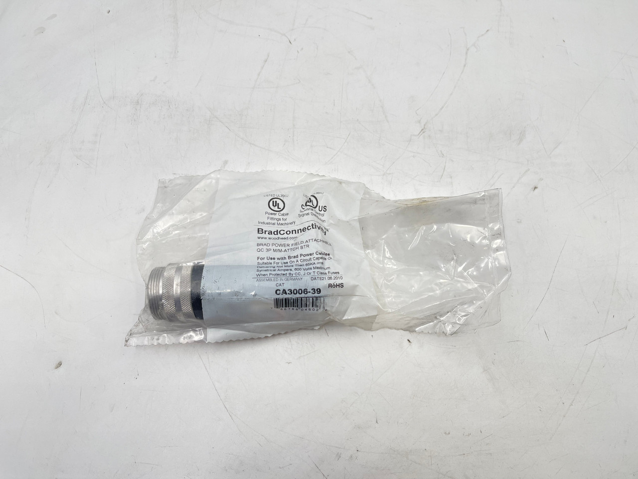 WOODHEAD CA3006-39 3P MM-ATTCH STR BRAD POWER FIELD ATTACHABLE CONNECTOR - NEW