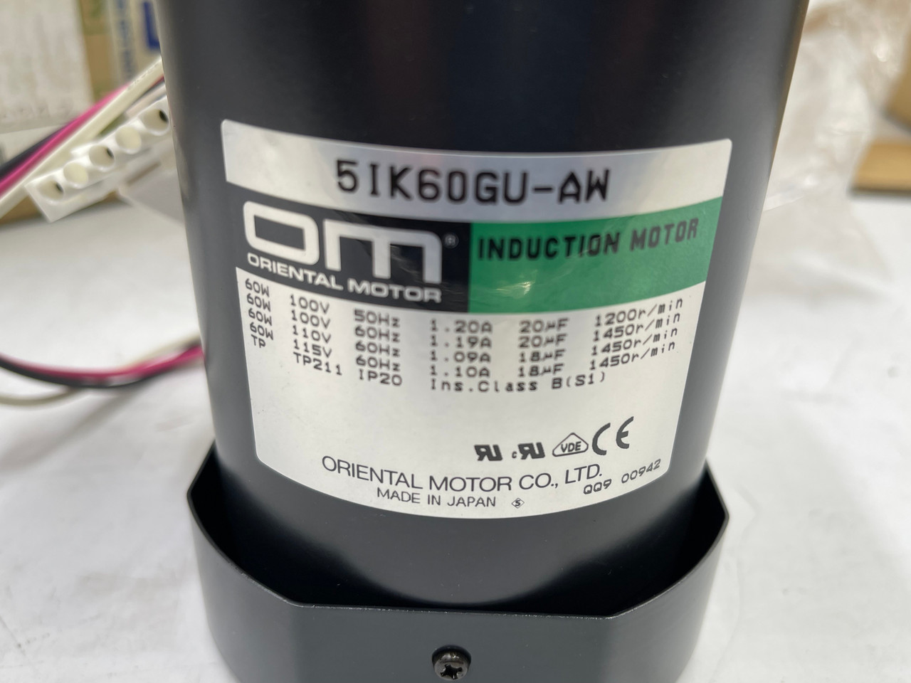 ORIENTAL MOTOR 5IK60GU-AWU 1/2 HP 60W 1P 110/115VAC INDUCTION MOTOR - NEW