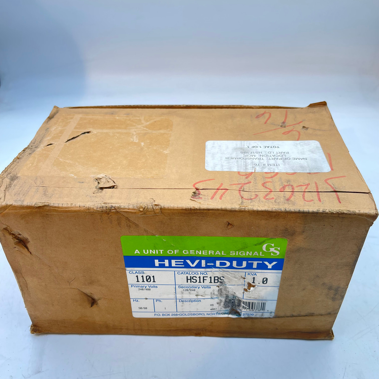 GENERAL SIGNAL HS1F1BS 1 KVA, 60HZ 120/240V TRANSFORMER  - NEW