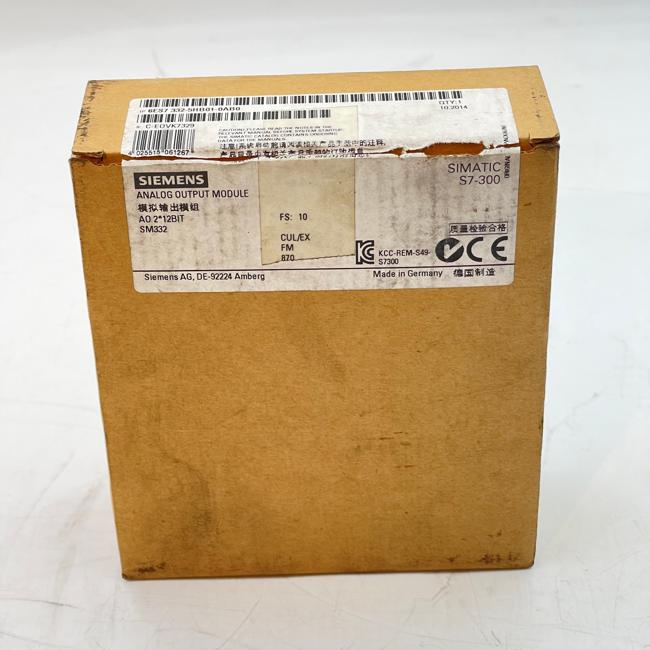 SIEMENS 6ES7 332-5HB01-0AB0 SIMATIC S7-300 ANALOG OUTPUT MODULE - NEW