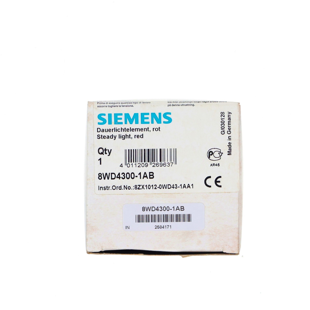 Siemens 8WD4300-1AB 230VAC Red Steady Stack Light New