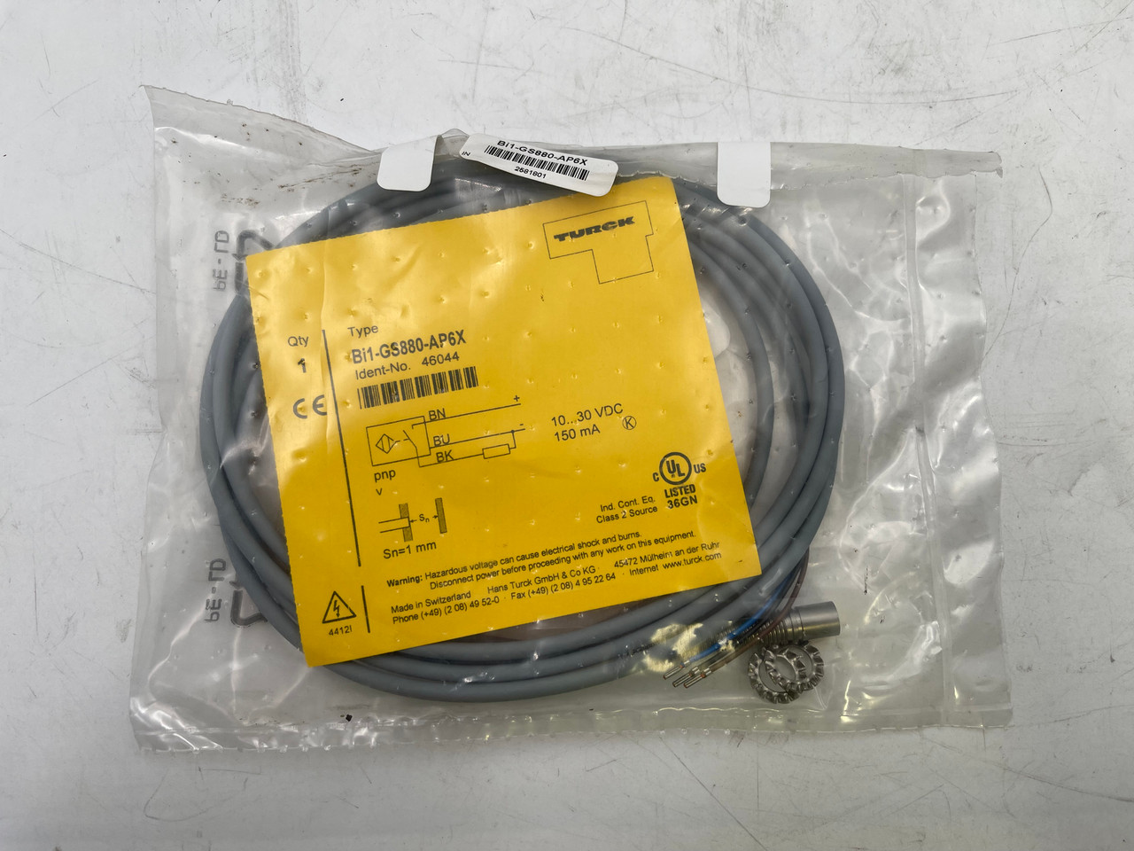 TURCK BI1-GS880-AP6X 10/30VDC 1MM RANGE EMBEDDABLE INDUCTIVE SENSOR - NEW