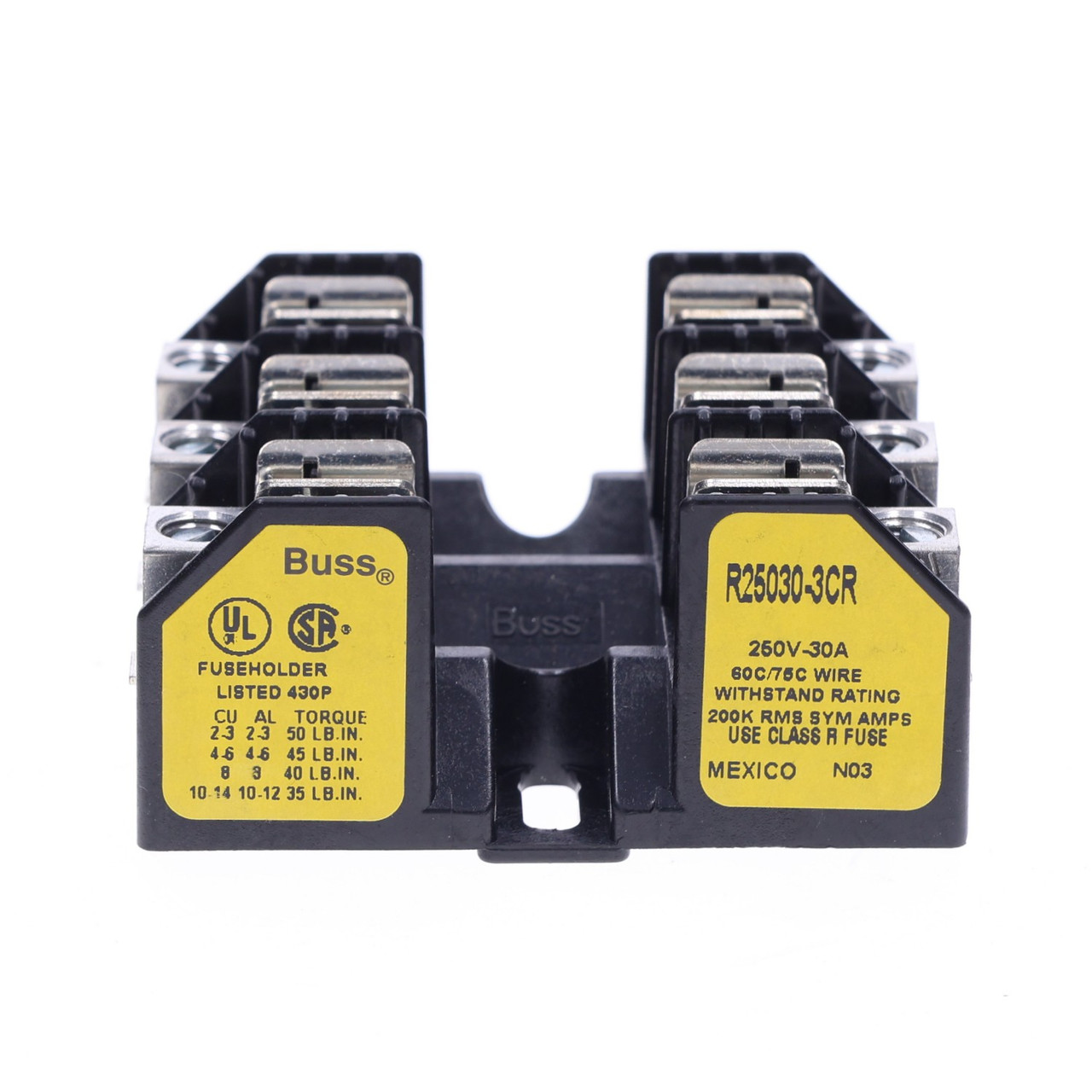 Bussmann R25030-3CR 3 Pole 250V 30A Class R Fuse Holder New
