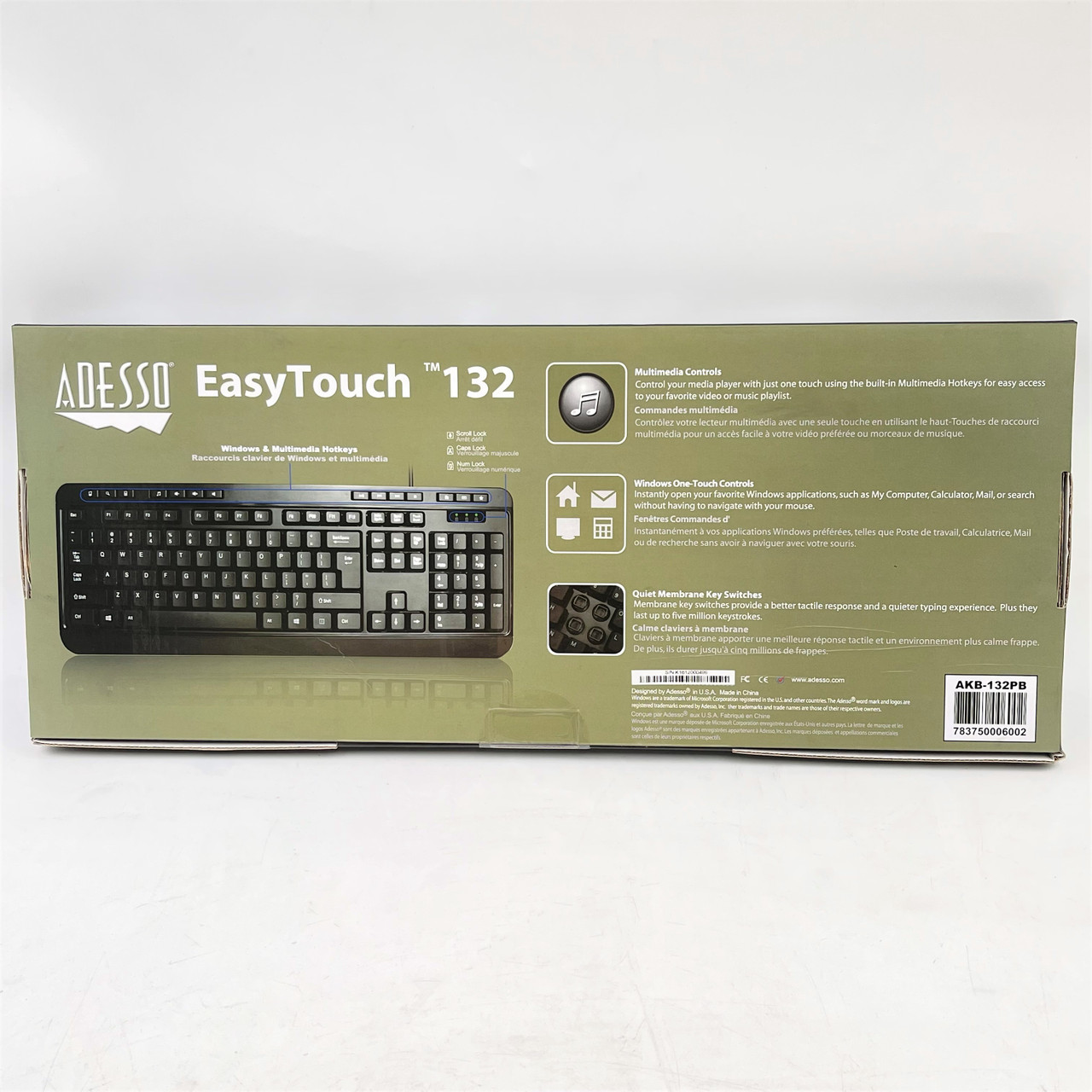 ADESSO AKB-132PB BLACK PS/2 KEYBOARD EASYTOUCH 123 - NEW