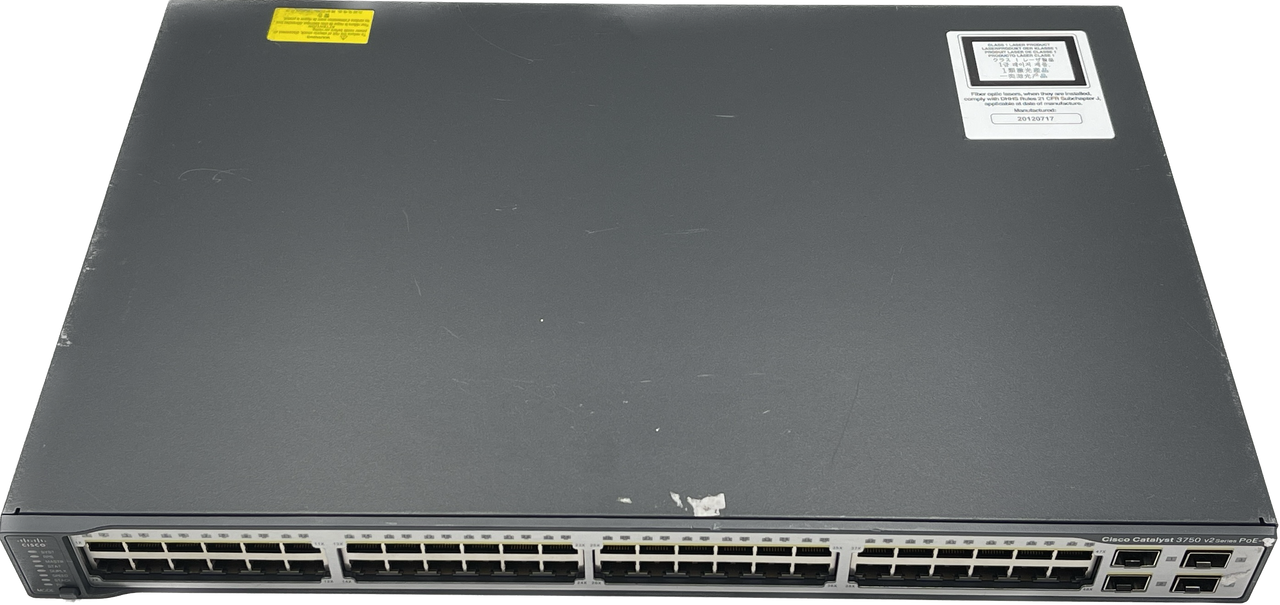 CISCO WS-C3750V2-48PS-S 48 PORT POE GIGABIT ETHERNET NETWORK SWITCH